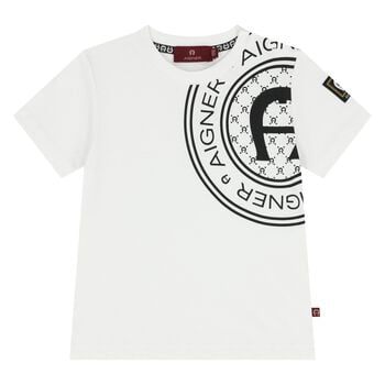 Younger Boys White Logo T-Shirt