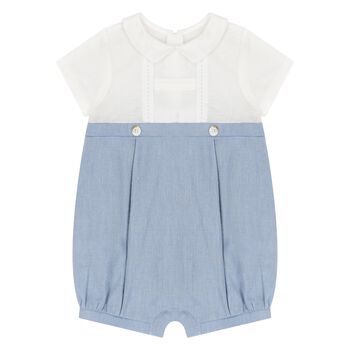 Baby Boys White & Blue Romper