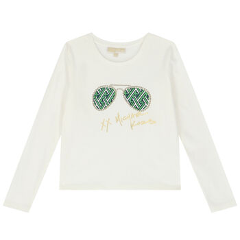 Girls Ivory Logo Long Sleeve Top