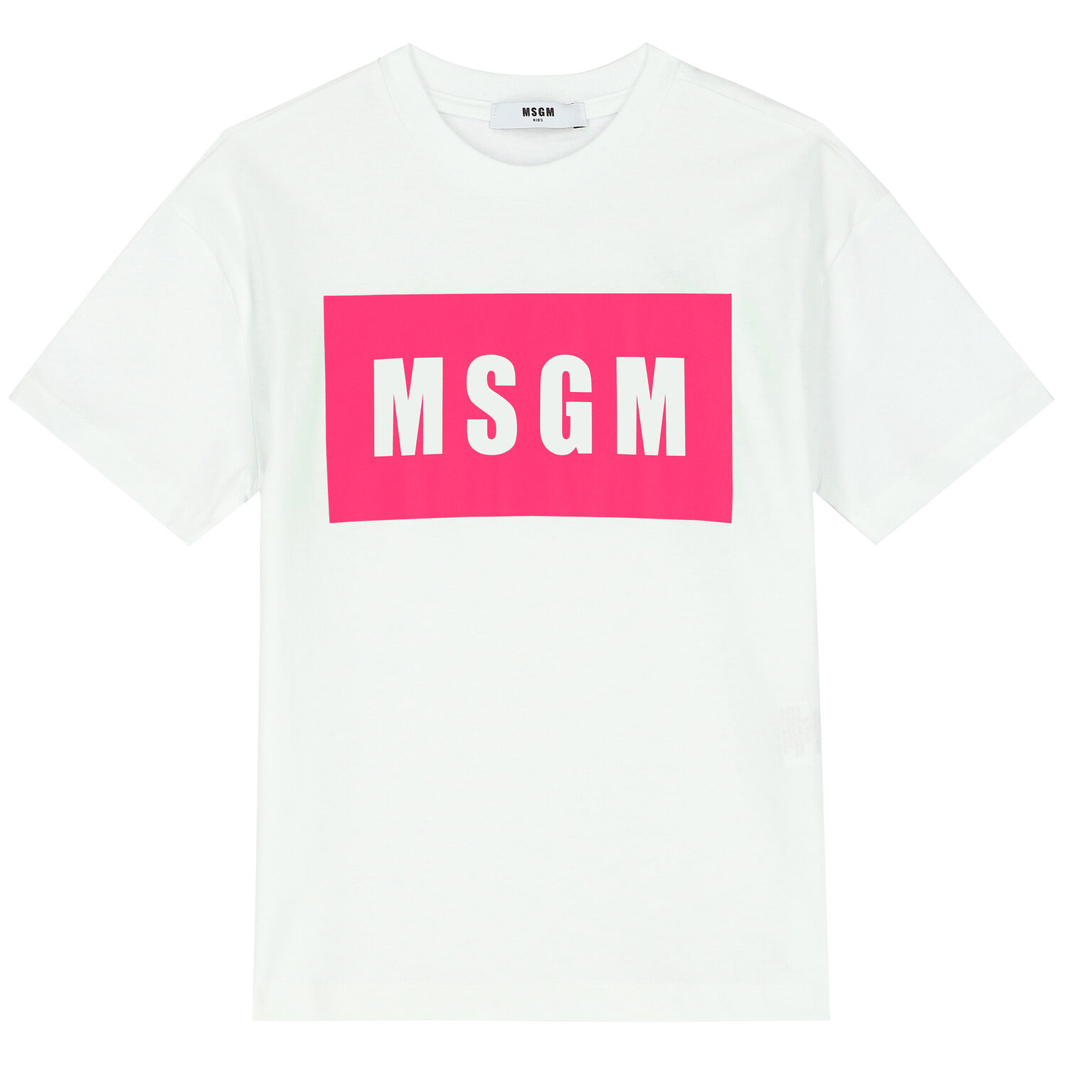 White & Neon Pink Logo T-Shirt, 3, hi-res