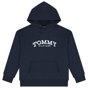 Boys Navy Blue Logo Hooded Top