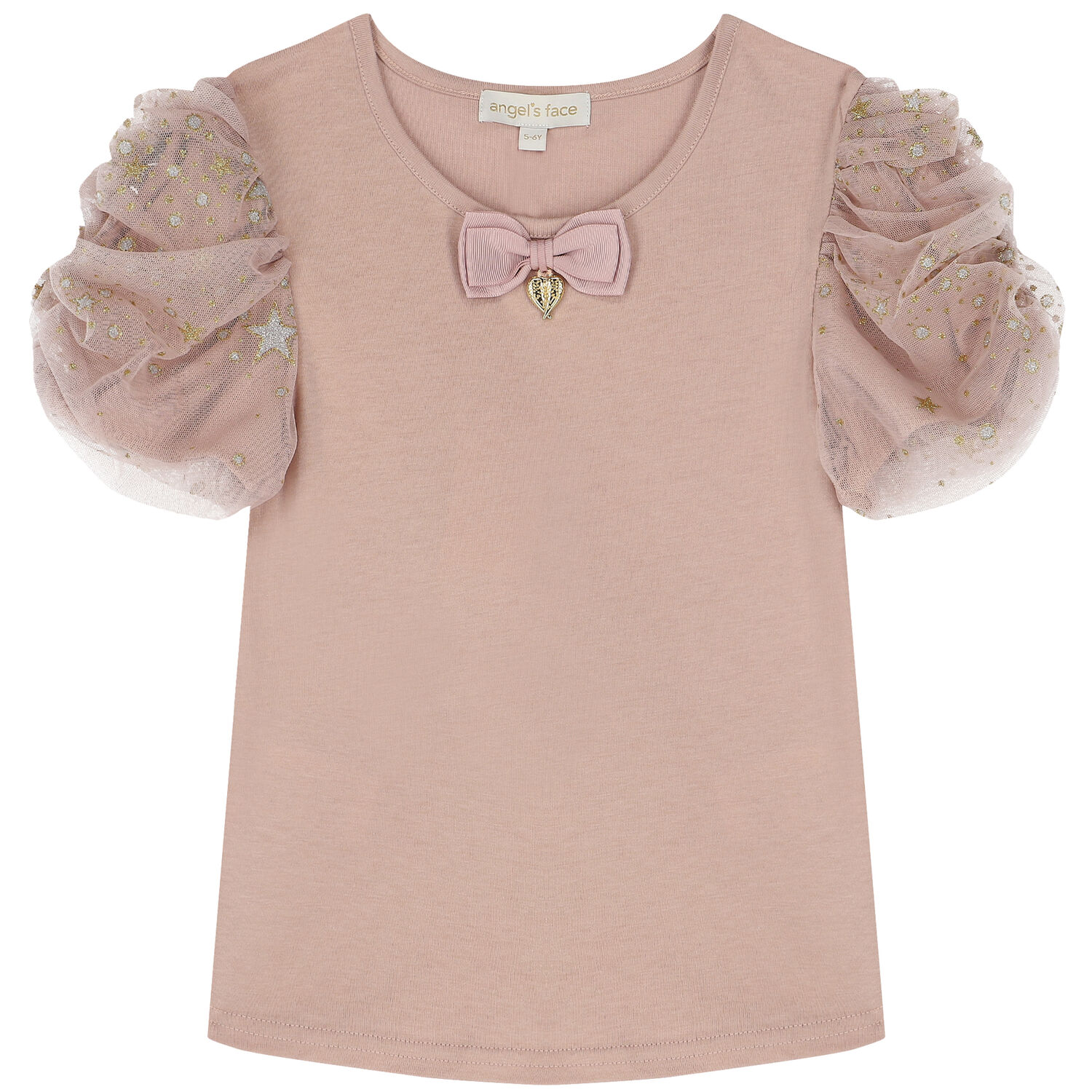 Girls Pink Tulle Sleeve T-Shirt, 1, hi-res image number null