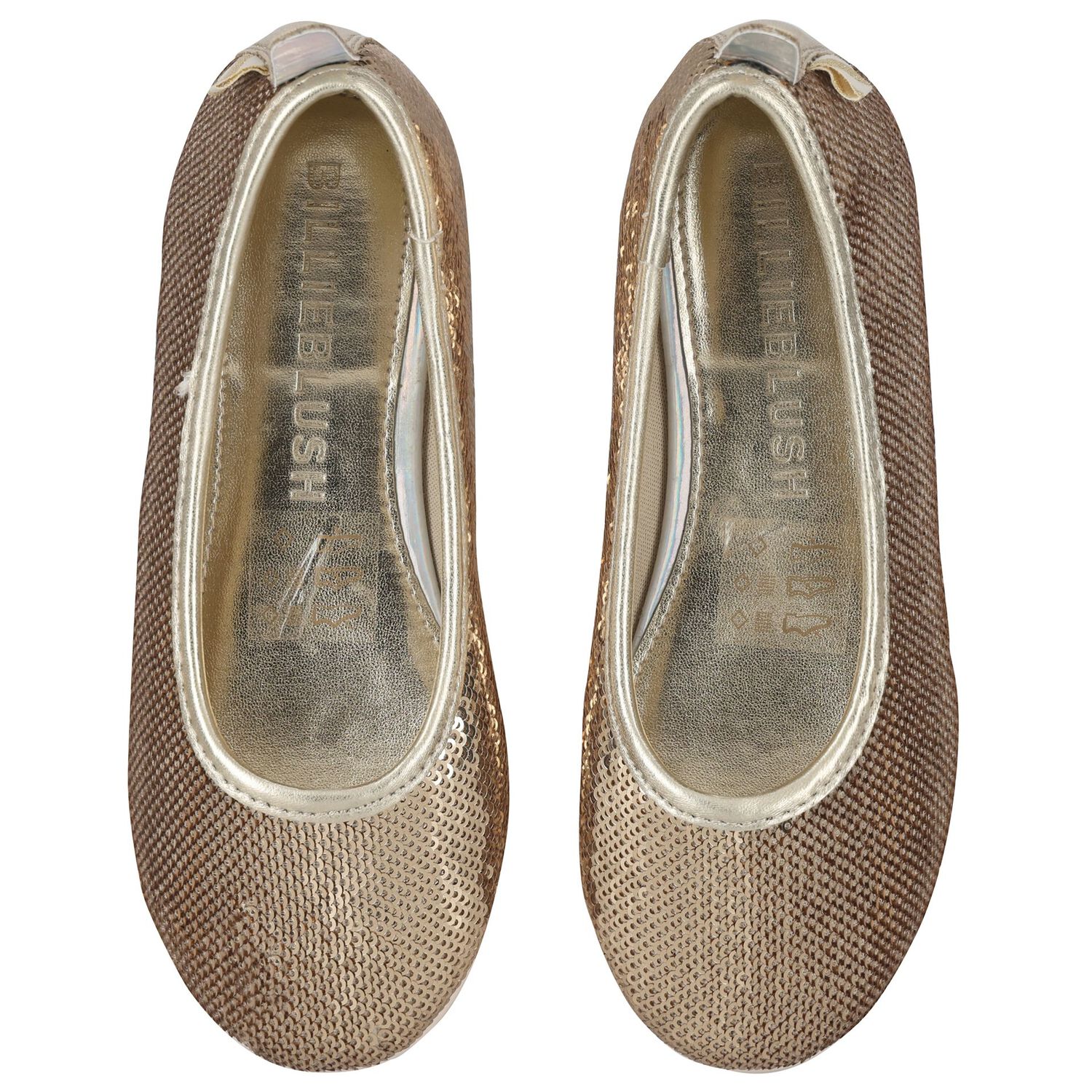 Girls Gold Sequin Ballerina Shoes, 1, hi-res