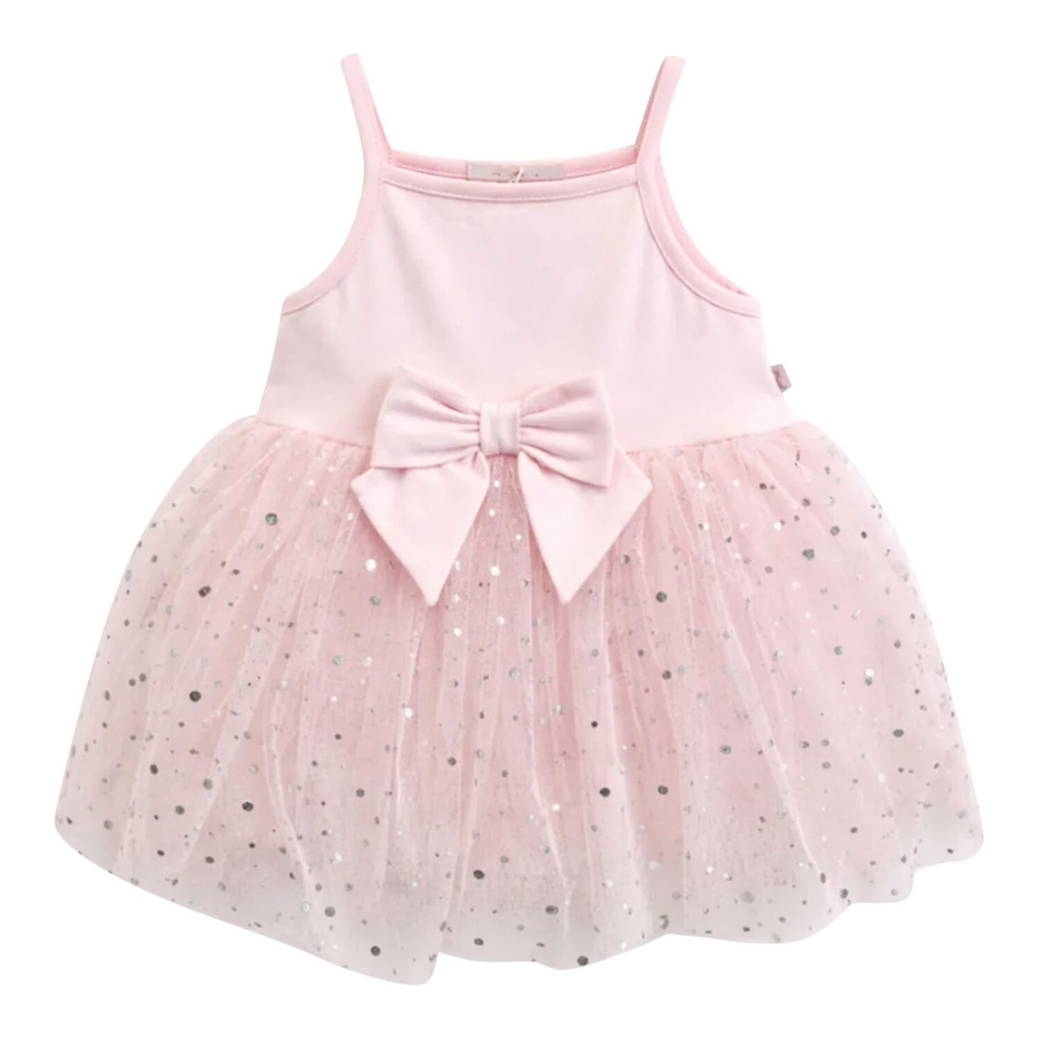 Baby Girls Pink Bow Tulle Dress Set, 1, hi-res