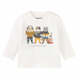 Younger Boys Ivory Cats Long Sleeve Top