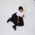 Girls Black Logo Tulle & Sequin Skirt, 1, hi-res
