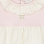 Baby Girls Pink & Ivory Logo Bodysuit, 1, hi-res