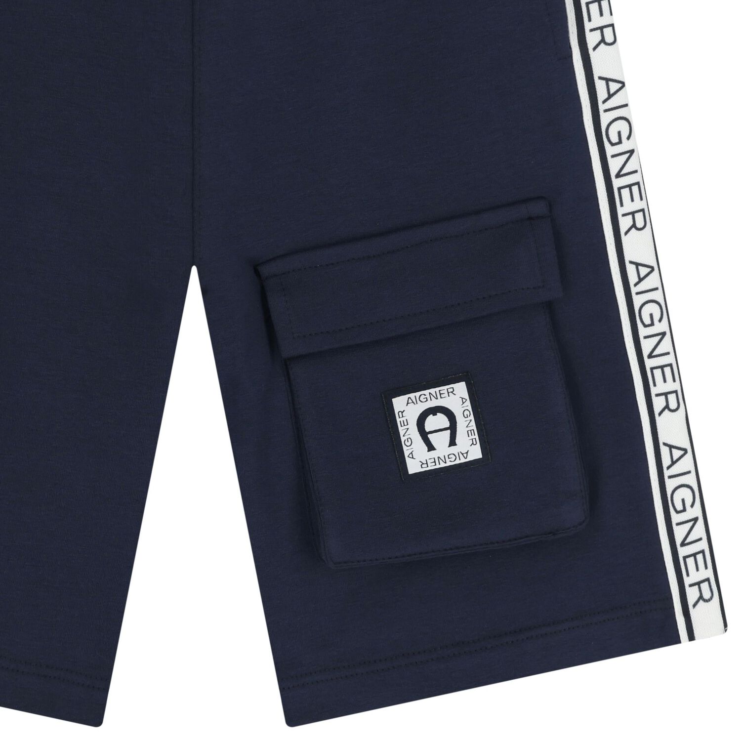 Boys Navy Blue Logo Shorts, 2, hi-res