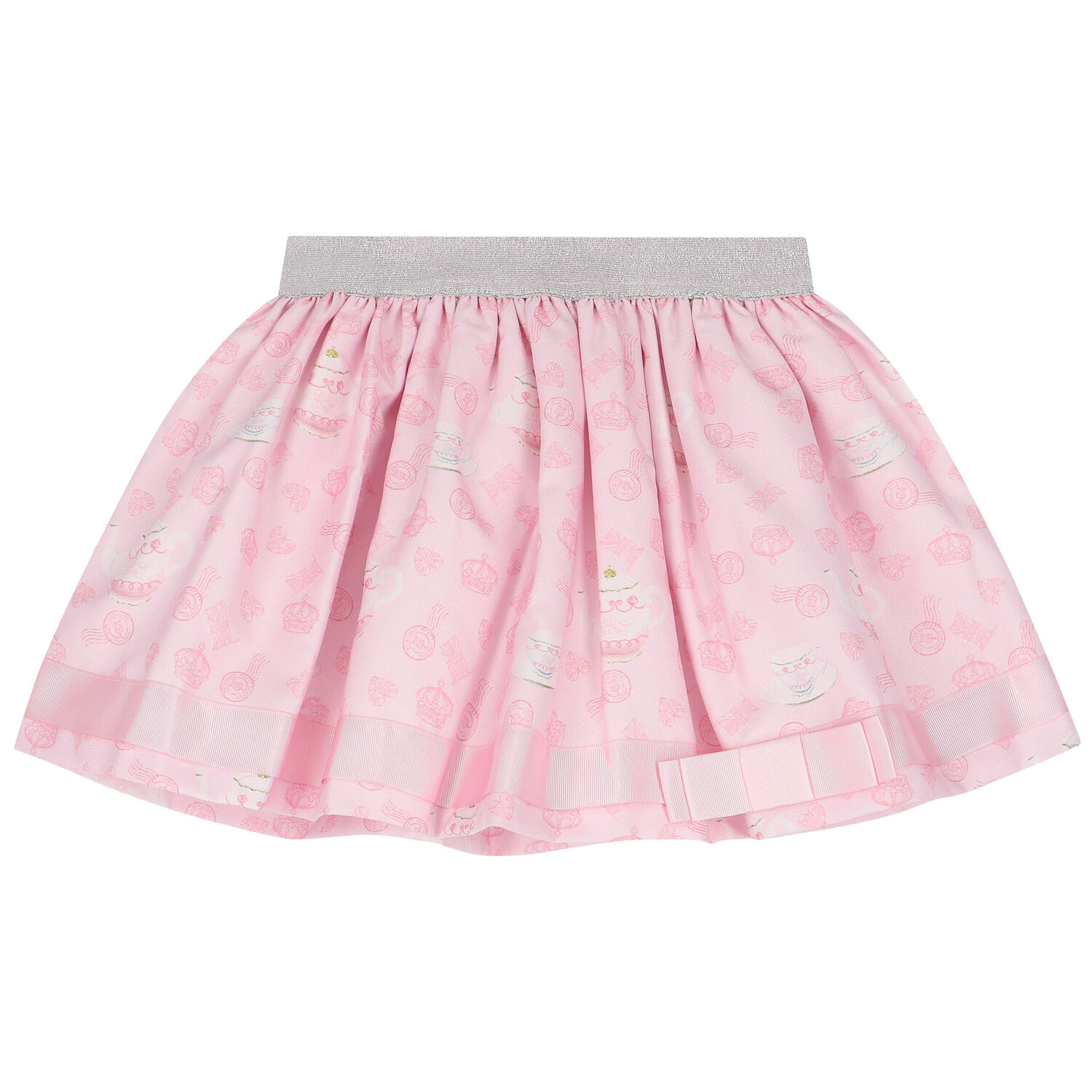 طقم بنات تنورة مزخرف باللون العاجي والبنفسجي, 3, hi-res