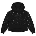 Girls Black Logo Hooded Top, 1, hi-res