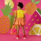 Girls Pink, Orange & Yellow Ruffle Backpack, 1, hi-res
