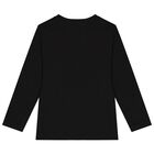 Boys Black Logo Long Sleeve Top, 2, hi-res