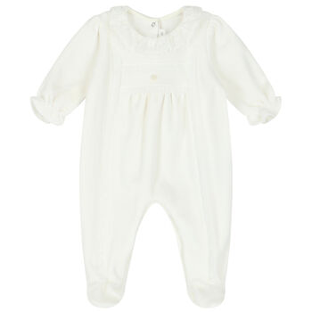 Baby Girls Ivory Lace Babygrow