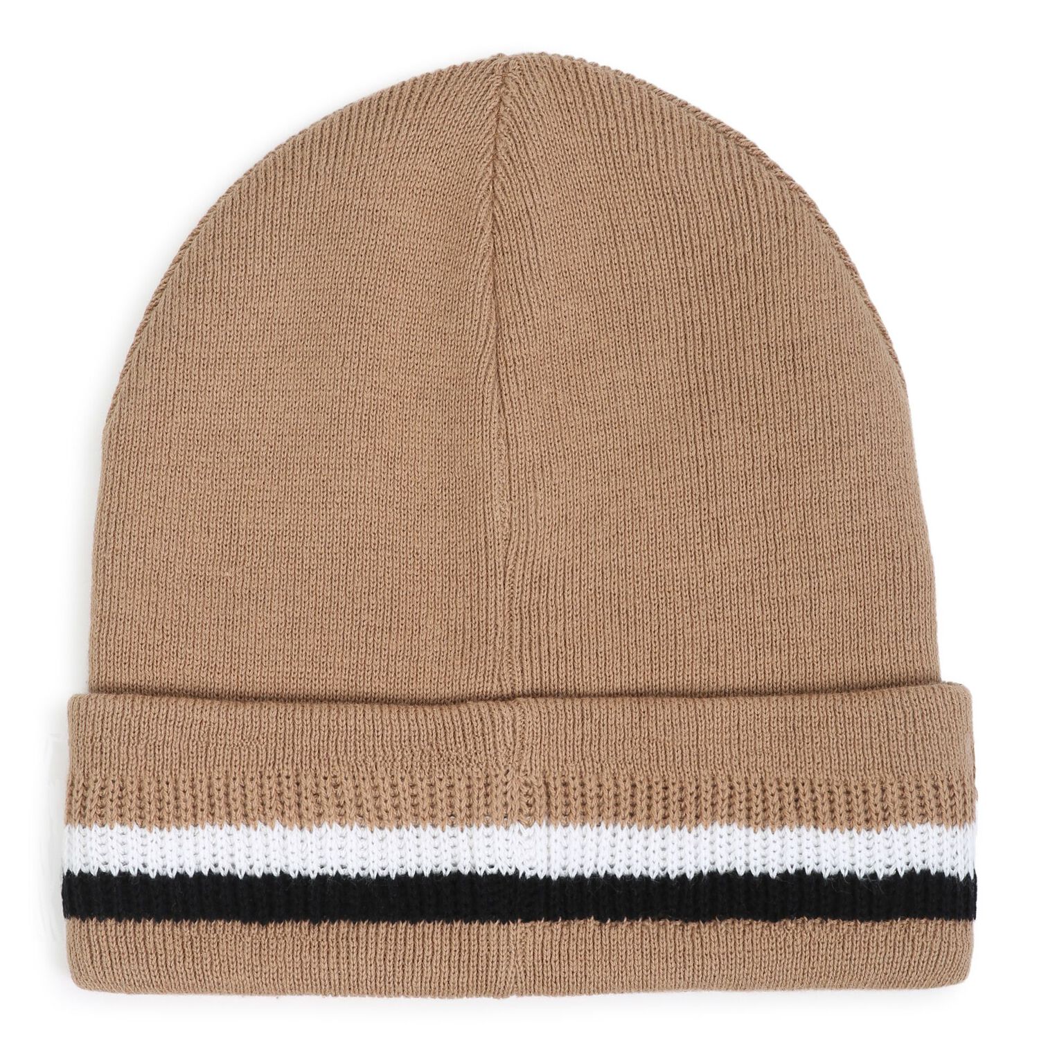 Boys Beige Logo Beanie Hat, 2, hi-res