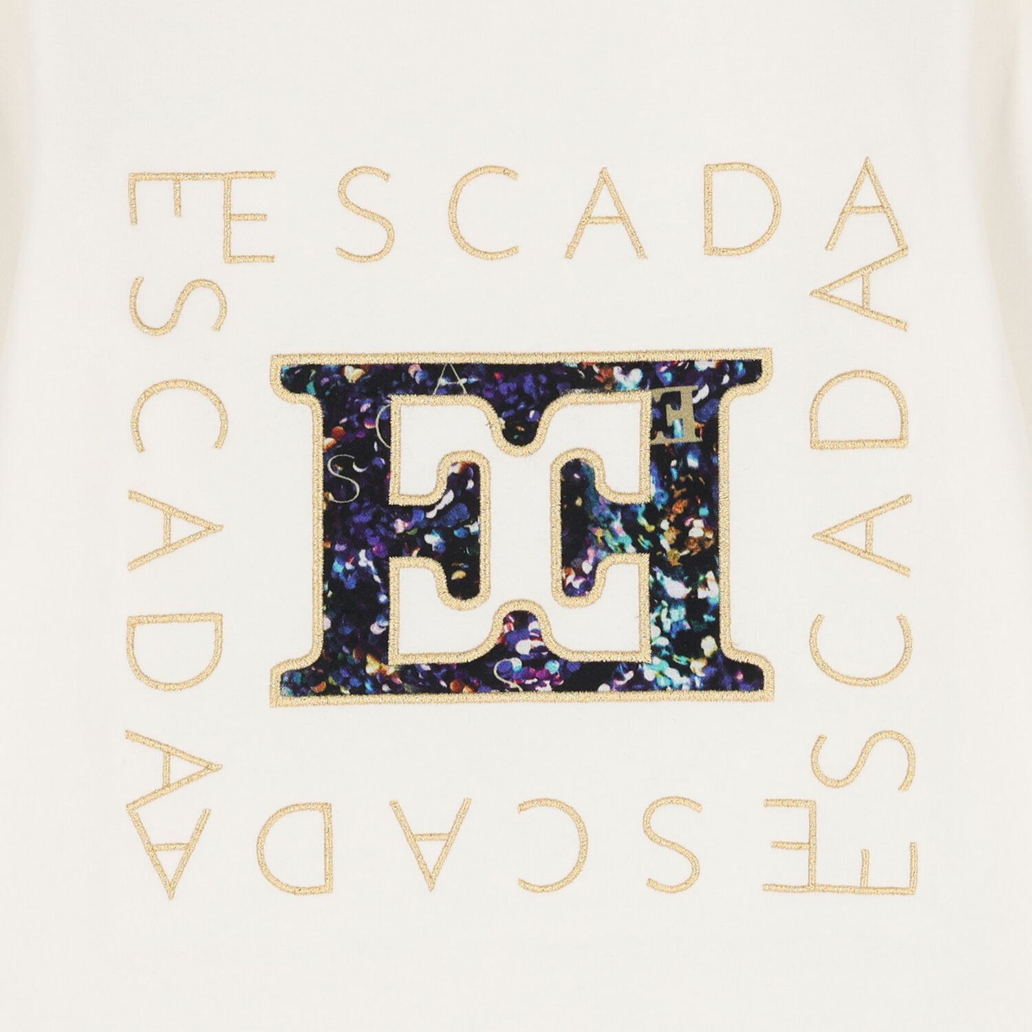 توب بنات بأكمام بالشعار باللون العاجي, 1, hi-res