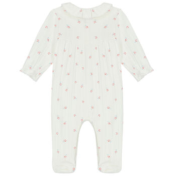 Baby Girls Ivory Flowers Babygrow