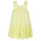 Girls Yellow Embroidered Tulle Dress, 1, hi-res