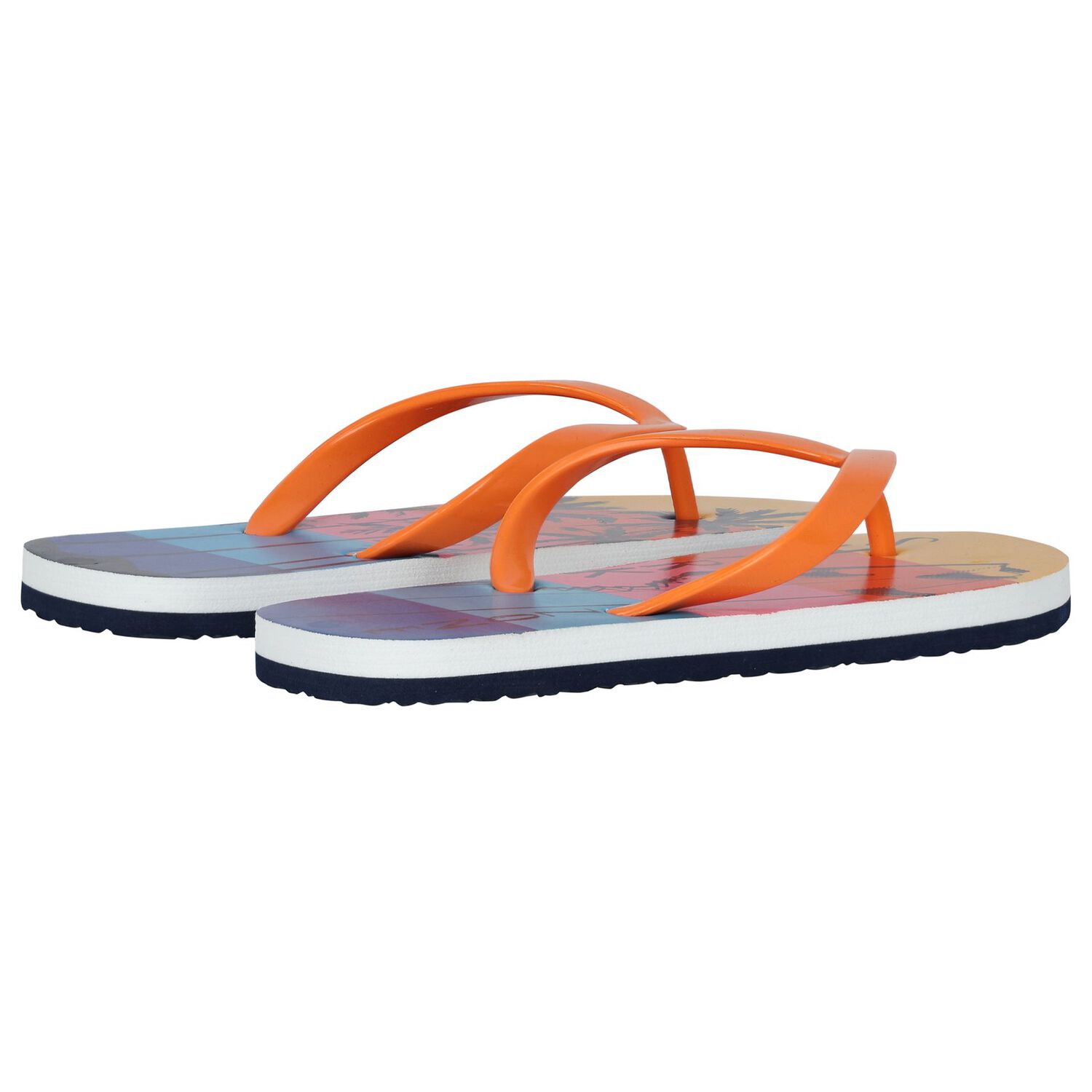 Boys Multi-Coloured Palm Tree Flip Flops, 1, hi-res