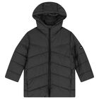 Boys Grey Long Quilted Jacket, 1, hi-res