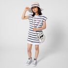 Girls White & Black Striped Dress, 1, hi-res