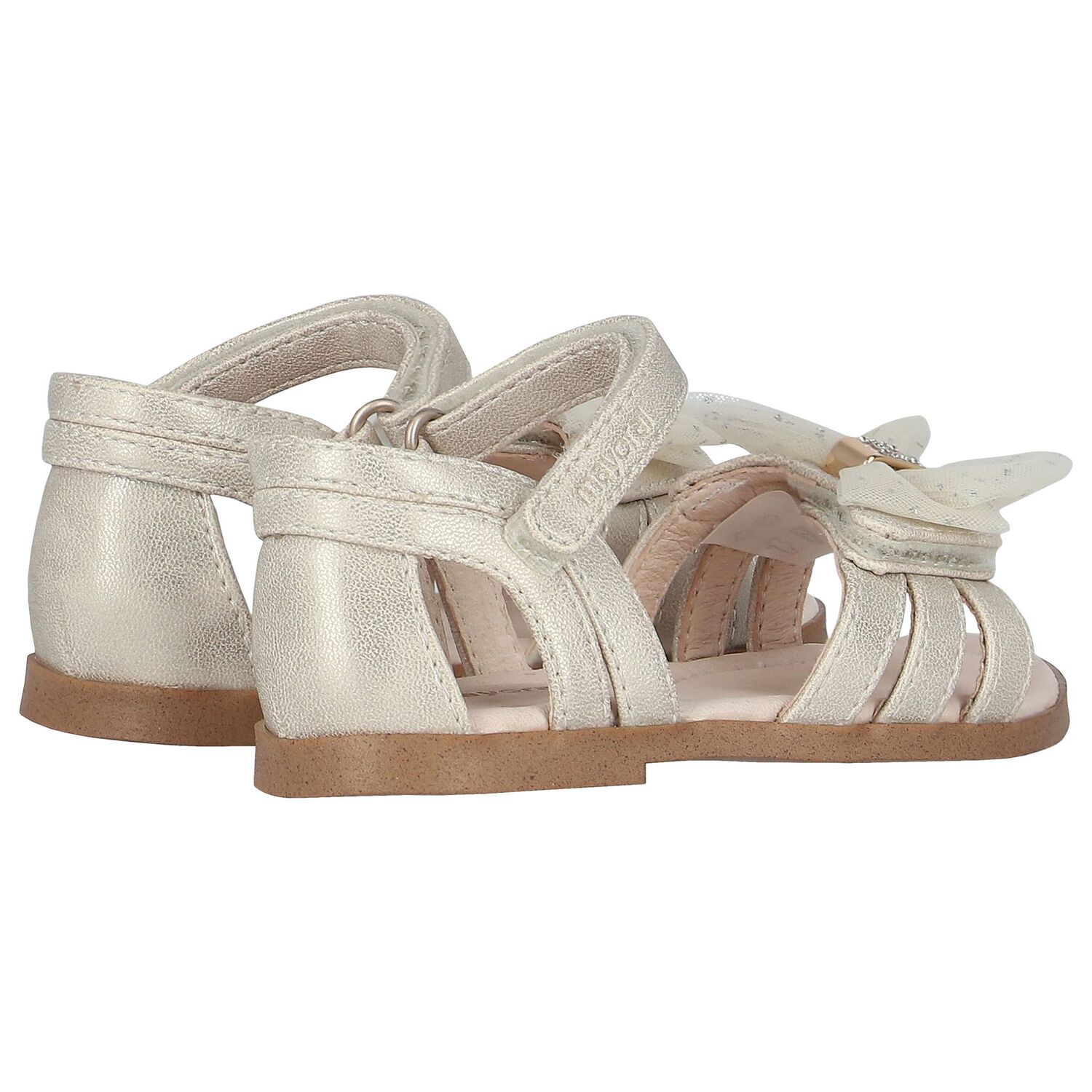 Younger Girls Gold Bow Sandals, 2, hi-res image number null