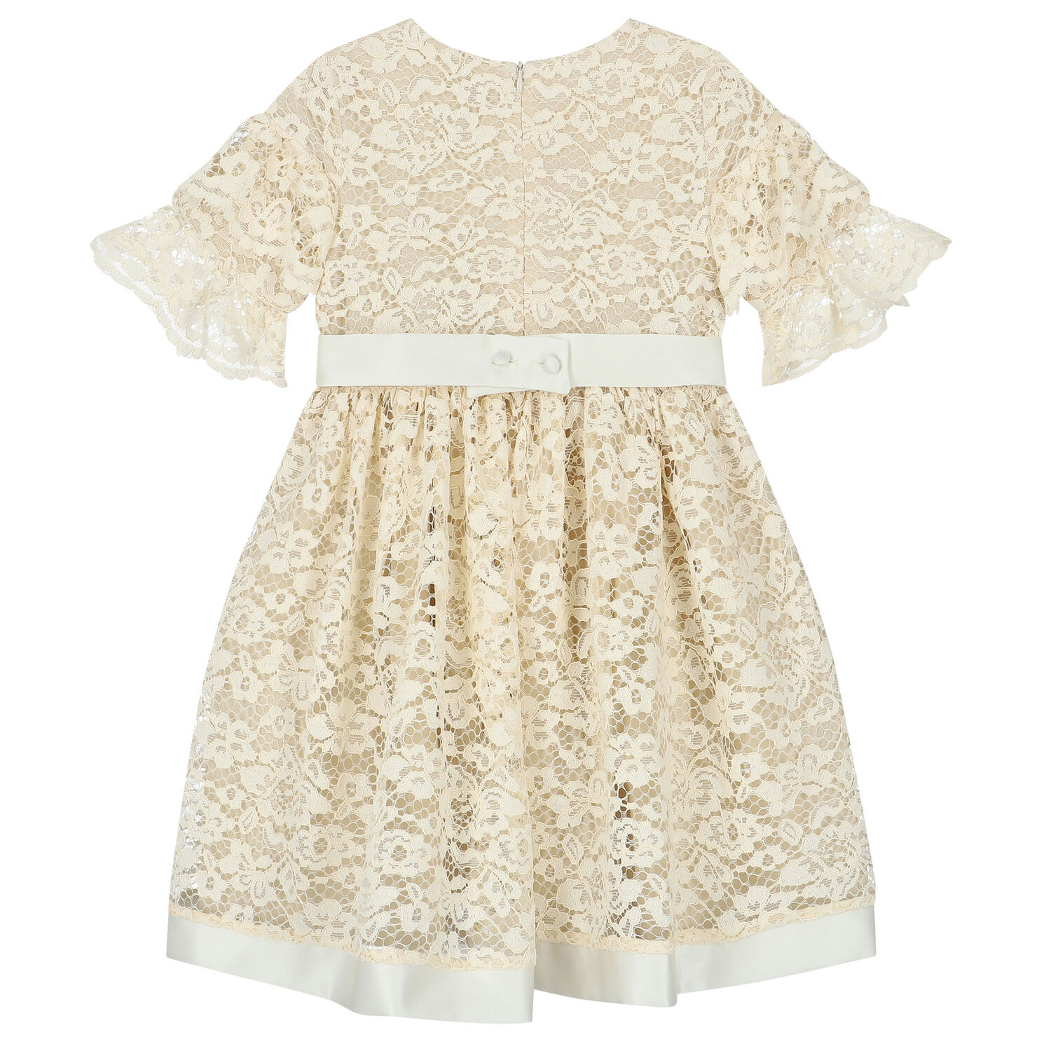 Girls Ivory Lace Dress, 1, hi-res