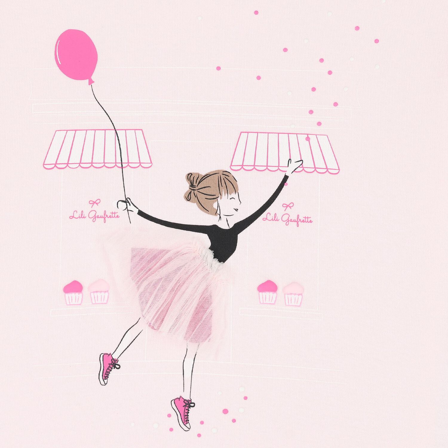 Girls Pink Ballerina Logo T-Shirt, 1, hi-res image number null