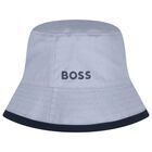 Baby Boys Blue & Navy Blue Logo Reversible Hat, 1, hi-res