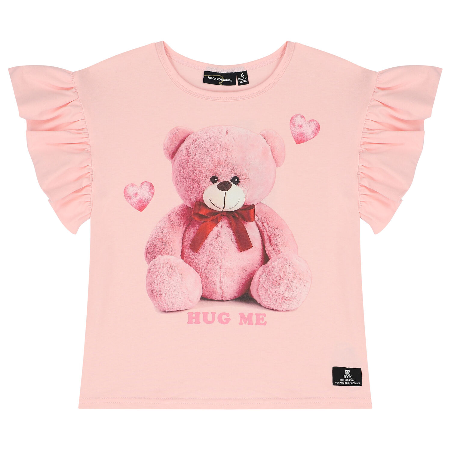 Girls Pink Teddy Bear T-Shirt, 1, hi-res image number null