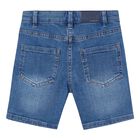 Boys Blue Denim Shorts, 1, hi-res