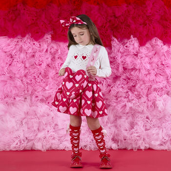 حقيبه كتف للبنات بطبعه قلب باللون الاحمر والوردى 