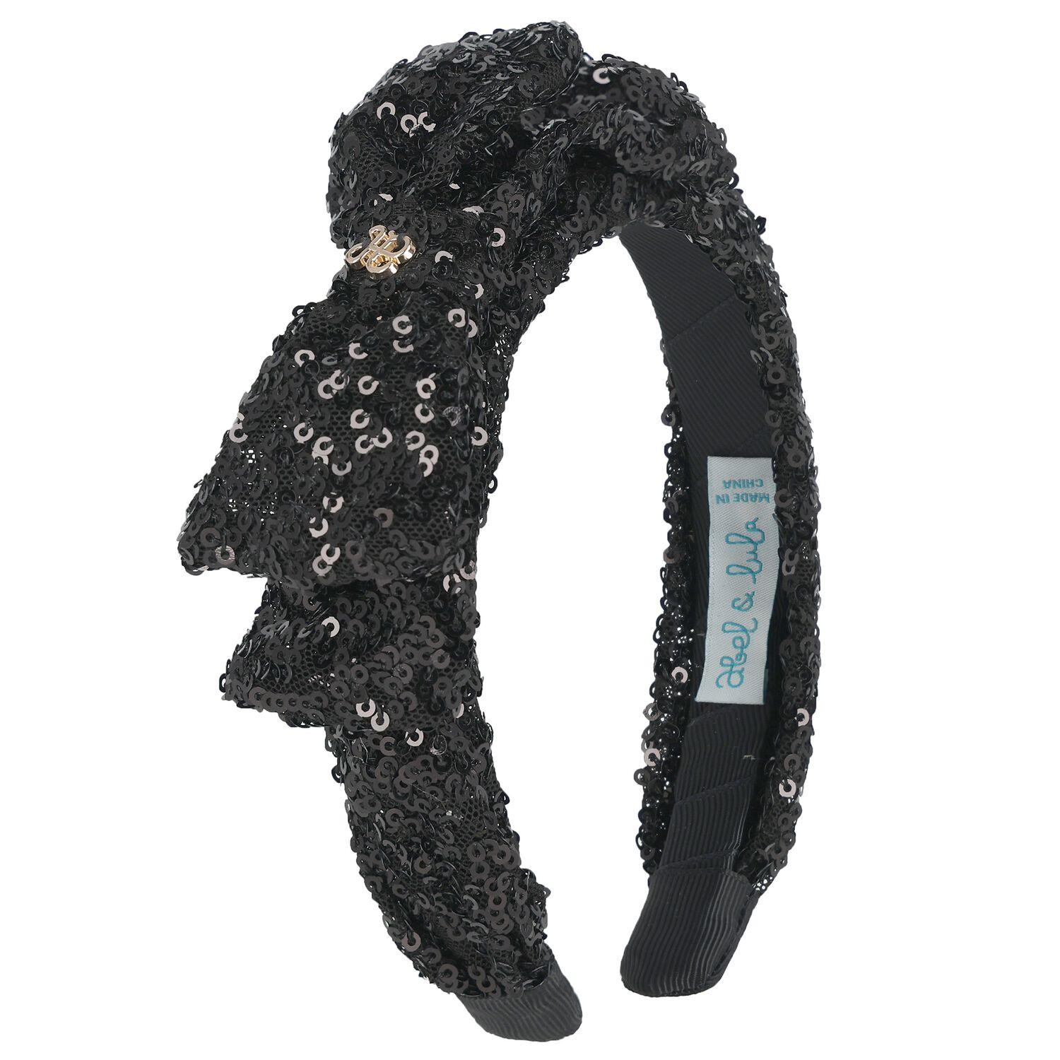 Girls Black Sequin Headband, 1, hi-res
