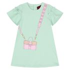 فستان باللون أخضر مطبوع عليه حقيبة , 2, hi-res