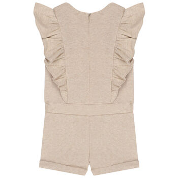 Younger Girls Beige Logo Playsuit