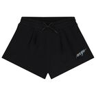 Girls Black Logo Shorts, 1, hi-res