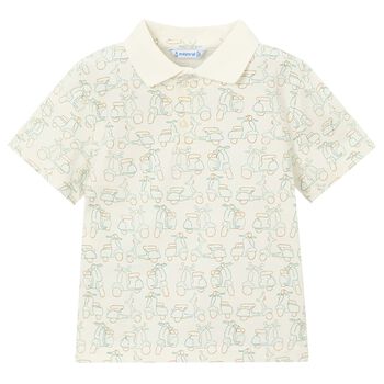 Boys Ivory & Green Scooter Polo Shirt