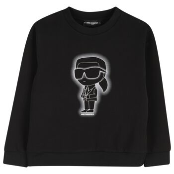 KARL LAGERFELD Boys Black Ikonik Logo Sweatshirt, 1 Boys Black Ikonik Logo Sweatshirt