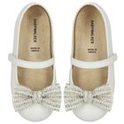 Girls Ivory Ballerina Diamante Shoes, 1, hi-res