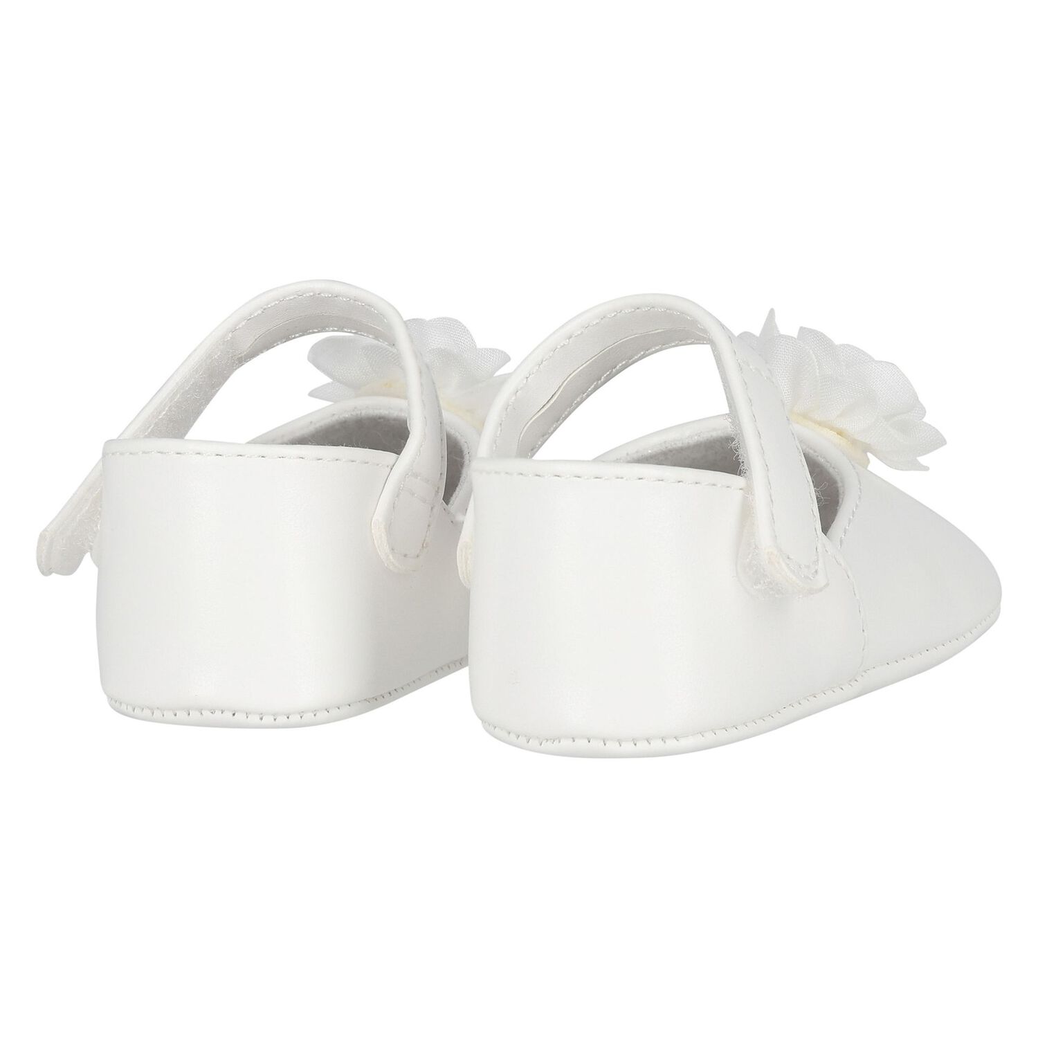 Baby Girls White Flower Pre Walker Shoes, 3, hi-res