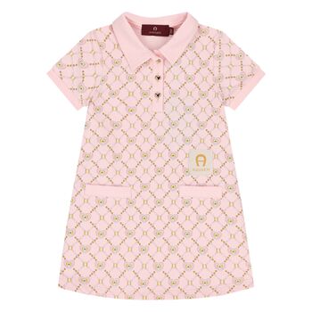 Younger Girls Pink Logo Polo Dress
