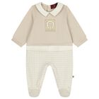 Beige Logo Babygrow , 1, hi-res