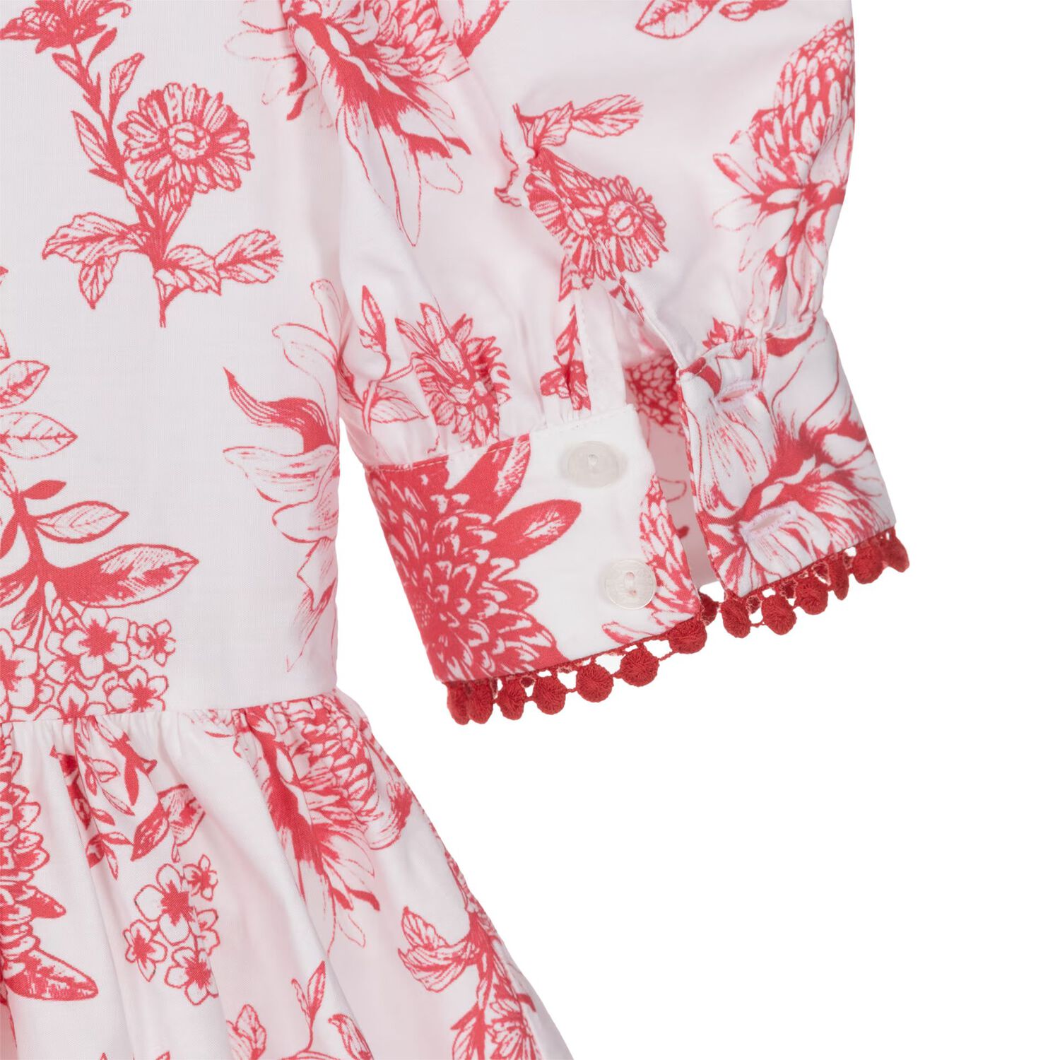 Girls White & Red Floral Dress , 2, hi-res