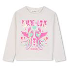 Girls Ivory Lovebird Logo Long Sleeve Top, 1, hi-res