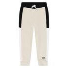 Younger Boys Beige Logo Joggers, 1, hi-res