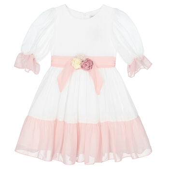 Girls Ivory Chiffon Dress