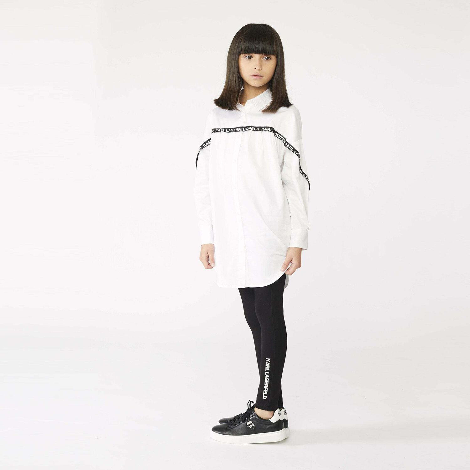 Girls Black Logo Leggings, 1, hi-res image number null