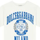 Boys White Varsity Logo T-Shirt, 1, hi-res