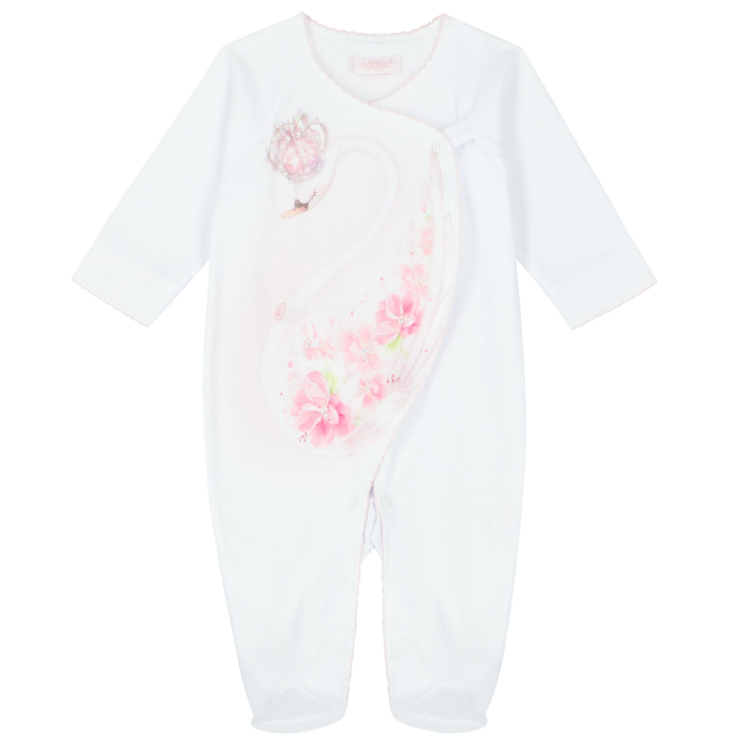Baby Girls White Swan Babygrow, 1, hi-res image number null