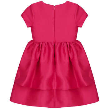 Girls Pink Ruffled Satin Dress
