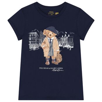 Girls Navy Blue Polo Bear T-Shirt